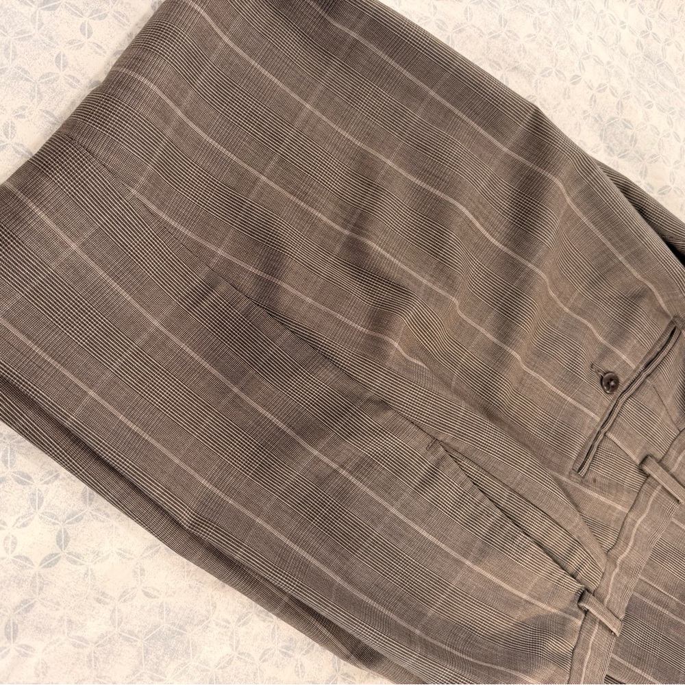 Zanella Brown Plaid Dress Trousers